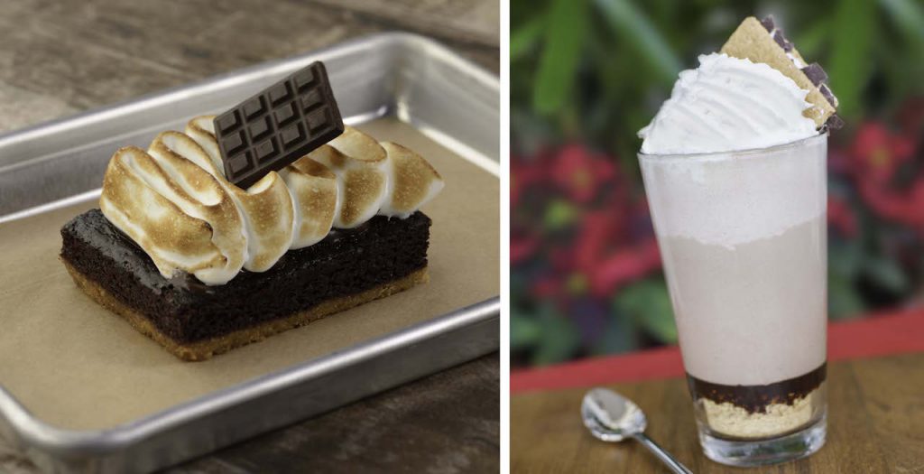 S’mores Brownie from Regal Eagle Smokehouse: Craft t & Barbecue at EPCOT and S’mores Milkshake from Gasparilla Island Grill at Disney’s Grand Floridian Resort & Spa
