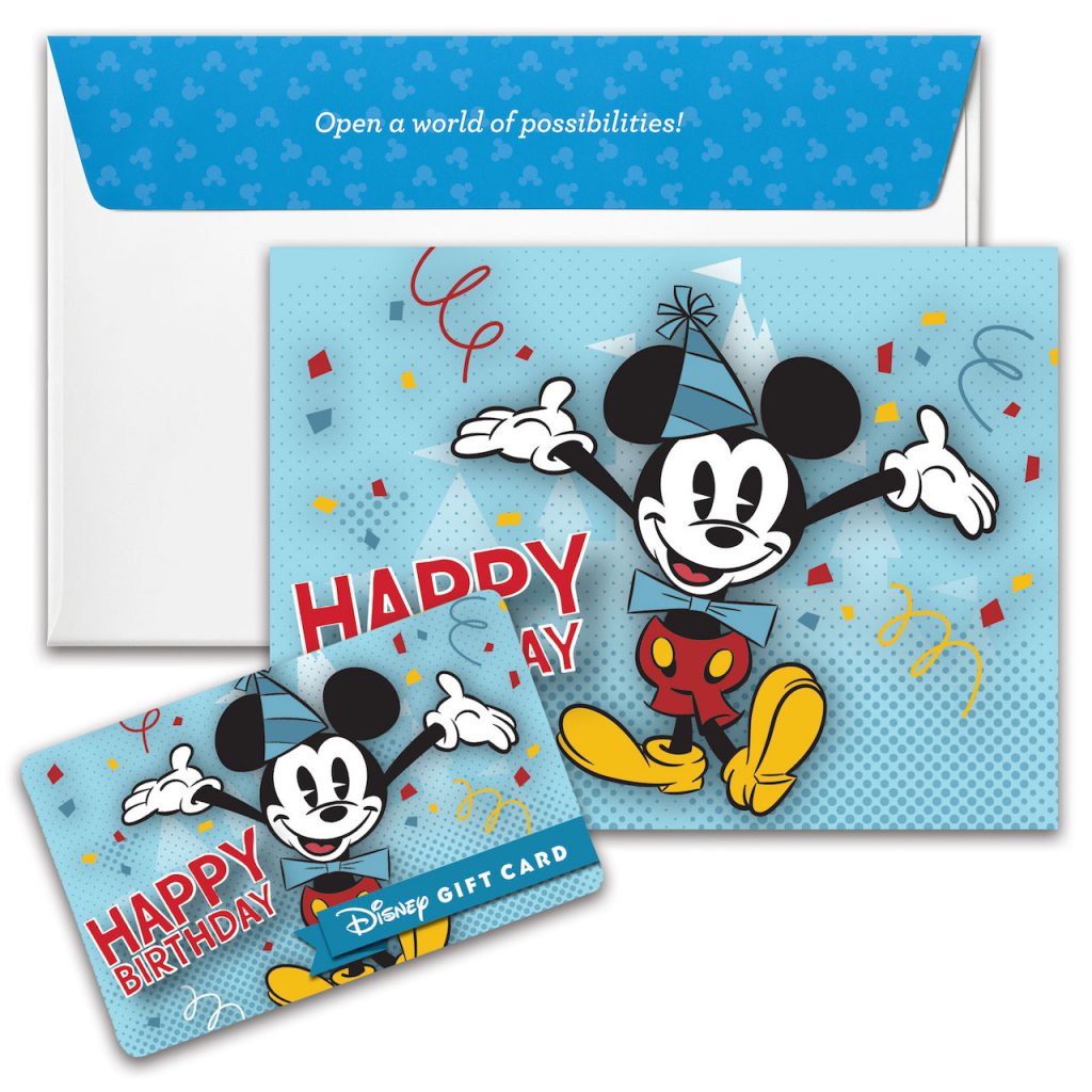Happy Birthday Disney Gift Card design featuring Mickey Mouse