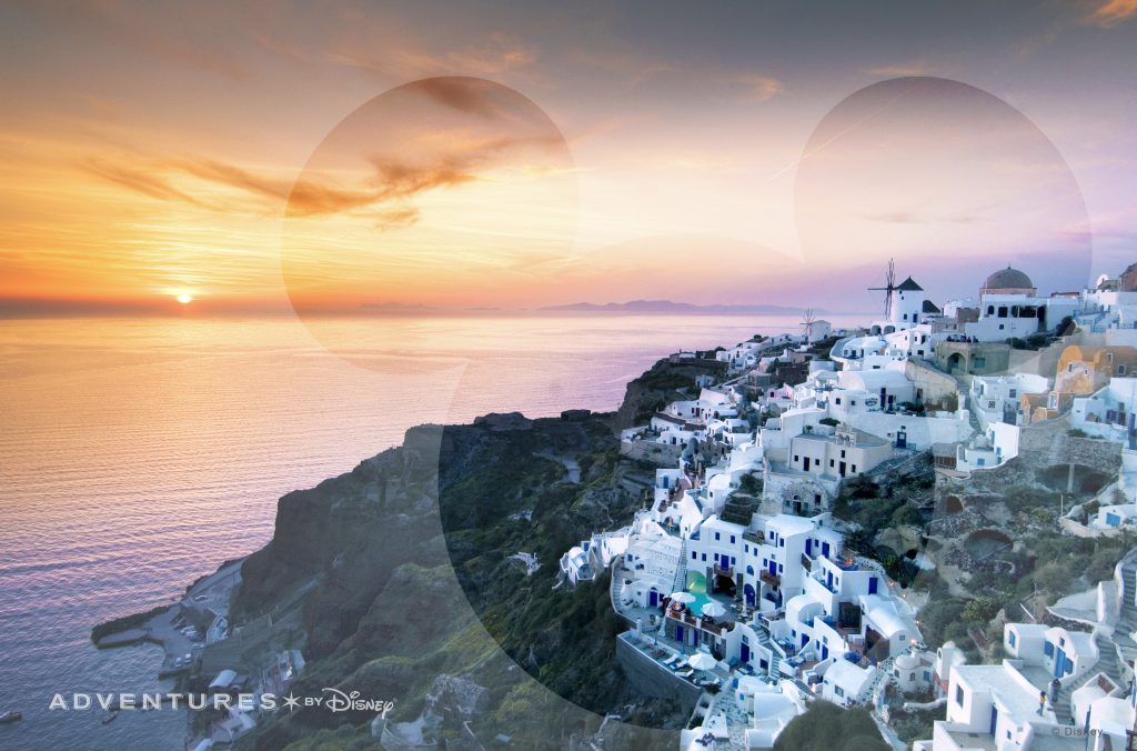 Adventures by Disney Virtual Backdrop: A bird’s eye view of the breathtaking island of Santorini