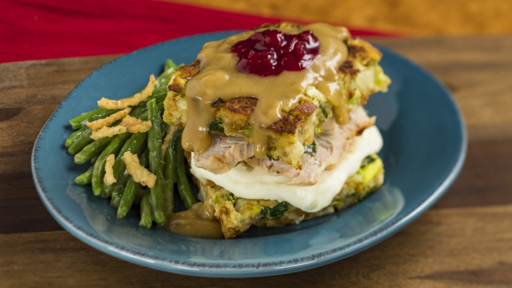 American Holiday Table featuring Slow-roasted Turkey with Stuffing from the EPCOT International Festival of the Holidays