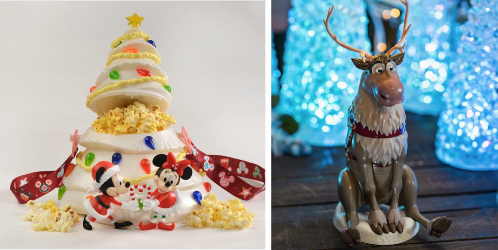 White Christmas Tree Popcorn Bucket and Sven Sipper Cup from Magic Kingdom Park